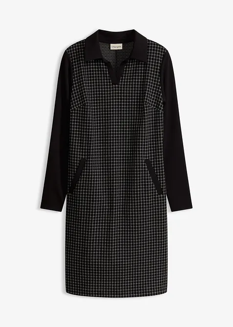 Jacquardkl&auml;nning med kontrasterande krage, bonprix