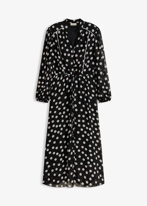 M&ouml;nstrad chiffongkl&auml;nning med kontrasterande passpoaler, bonprix