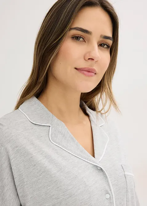 Pyjamas med bomull och knappsl&aring;, bonprix