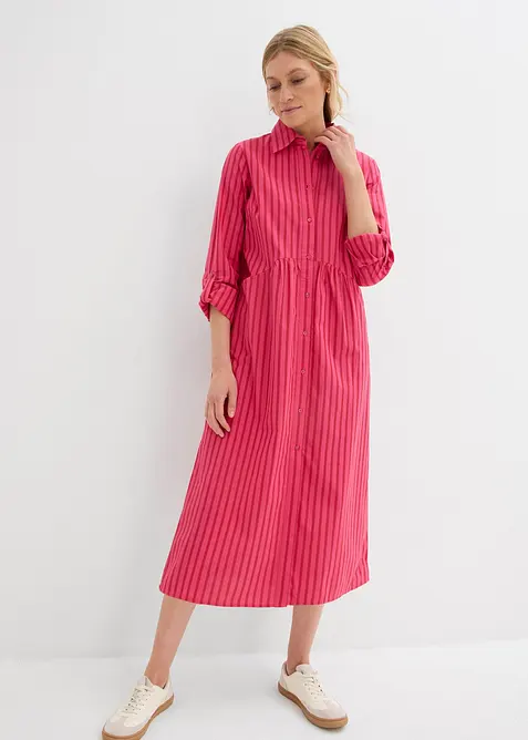 Kl&auml;nning med skjortkrage i ren bomull, bonprix