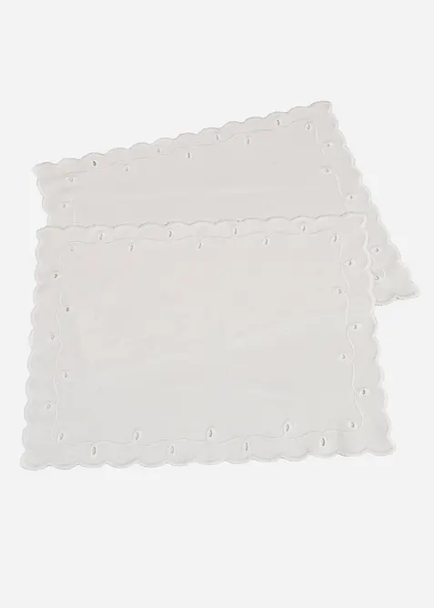 Bordstablett i ekologisk bomull med broderi (2-pack), bonprix