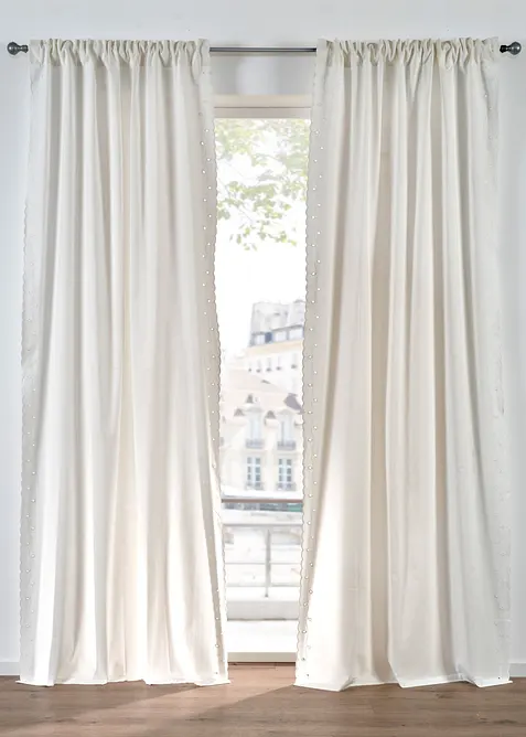 Gardinl&auml;ngd med broderi l&auml;ngs avsluten (1-pack), bonprix