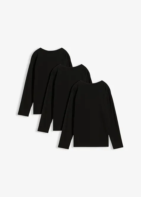 L&aring;ng&auml;rmad T-shirt i ekologisk bomull (3-pack), bonprix