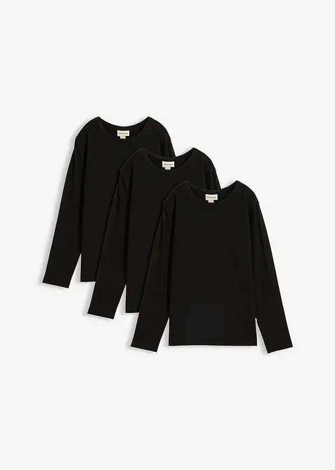 L&aring;ng&auml;rmad T-shirt i ekologisk bomull (3-pack), bonprix