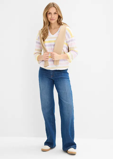 Topp i slub av ekologisk bomull  med 3/4-&auml;rm, bonprix