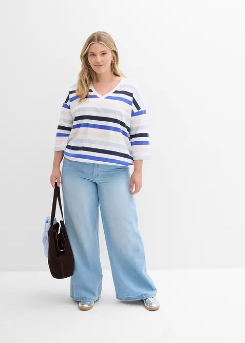 Topp i slubbgarn av ekologisk bomull  med 3/4-&auml;rm, bonprix