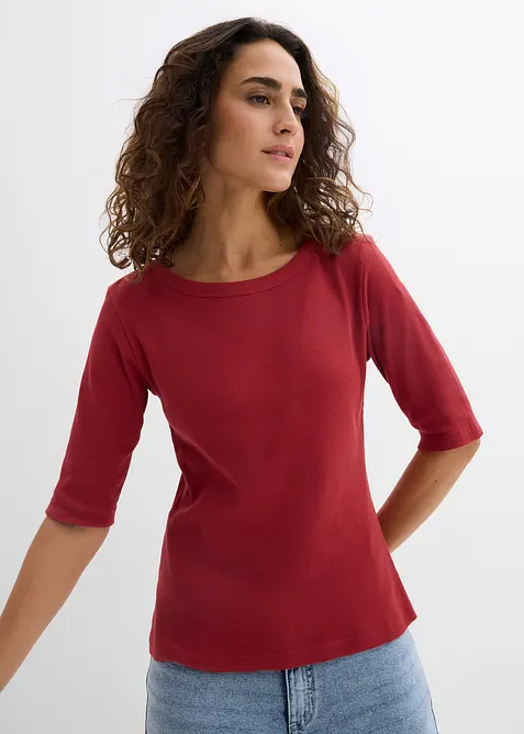 Ribbstickad topp med ekologisk bomull (2-pack), bonprix