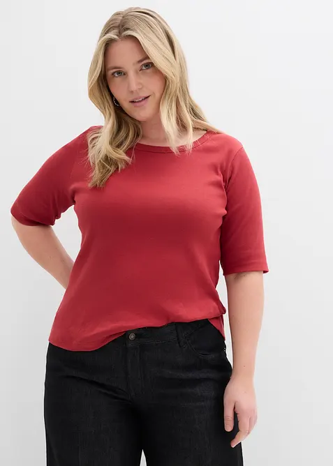 Ribbstickad topp med ekologisk bomull (2-pack), bonprix