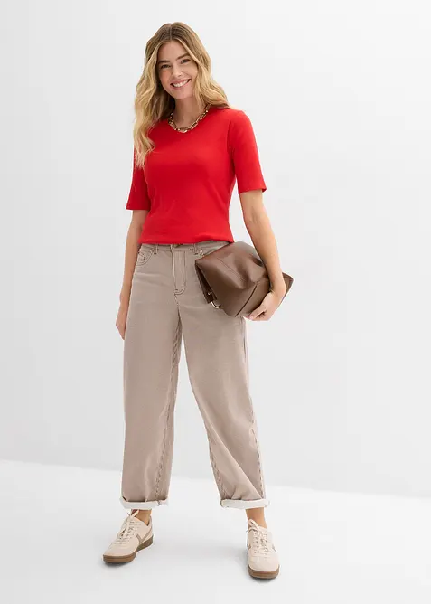 Ribbstickad topp (2-pack), bonprix