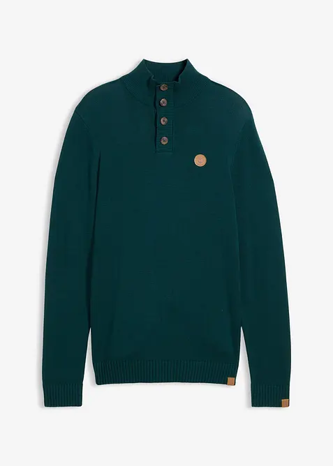 Tr&ouml;ja i bomullsmix med krage och knappar, bonprix