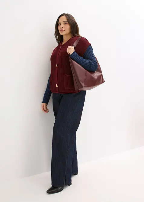 Stickad v&auml;st med fickor, bonprix