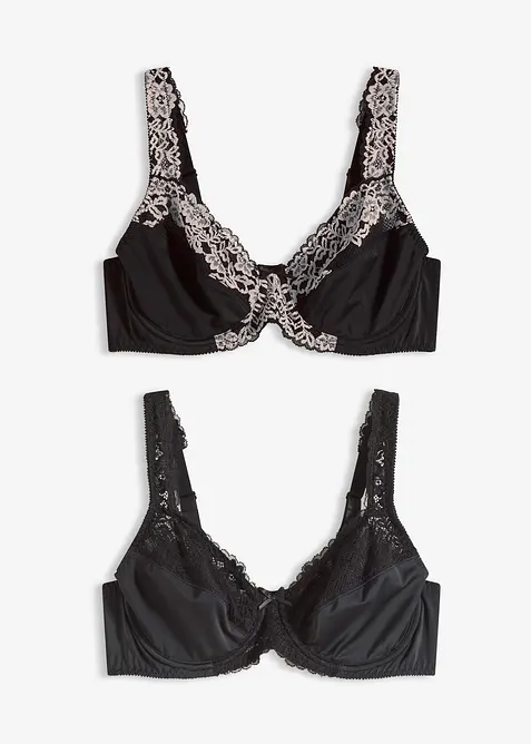 BH med bygel och vadderade axelband (2-pack), bonprix