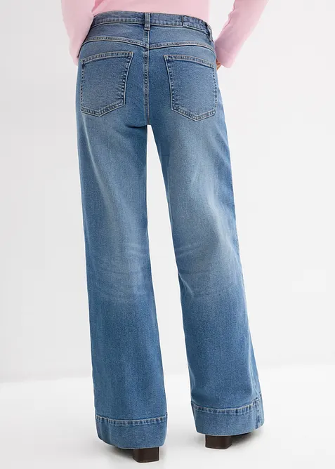 Wide-Leg-Jeans Mid Waist, Full Length, bonprix