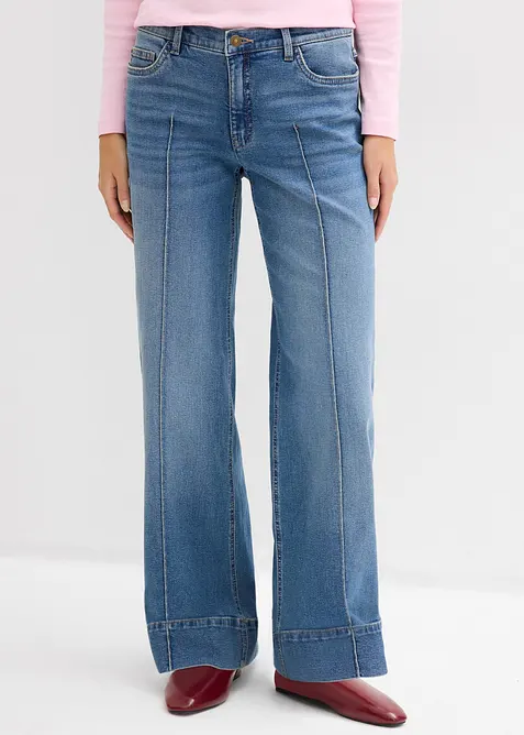 Wide-Leg-Jeans Mid Waist, Full Length, bonprix