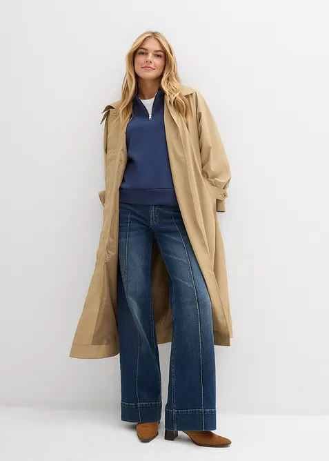 Wide-Leg-Jeans Mid Waist, Full Length, bonprix