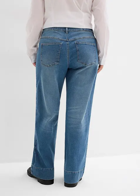 Wide-Leg-Jeans Mid Waist, Full Length, bonprix