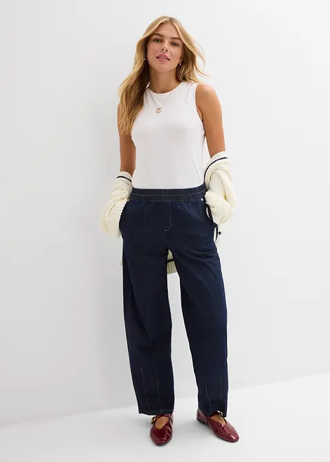 Barrel jeans Mid Waist, res&aring;rlinning, bonprix