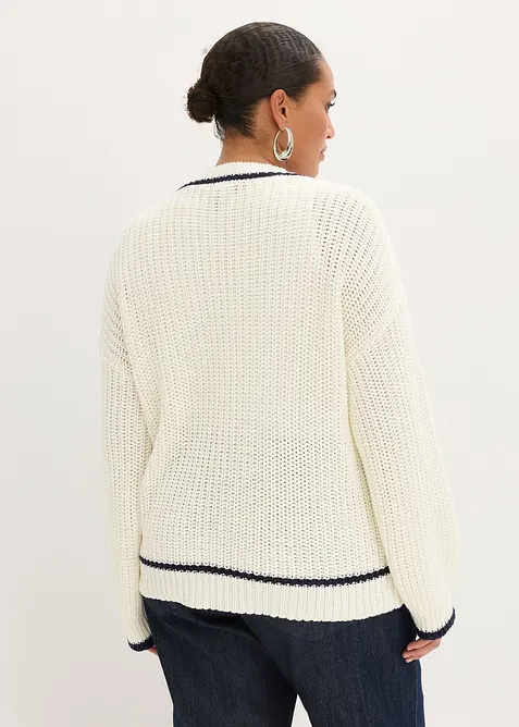 Grovstickad cardigan av bomullsmix, bonprix