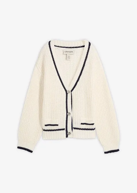 Grovstickad cardigan av bomullsmix, bonprix