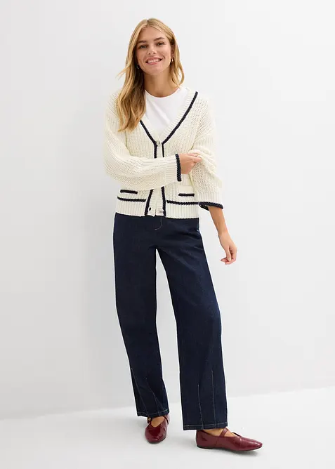 Grovstickad cardigan av bomullsmix, bonprix