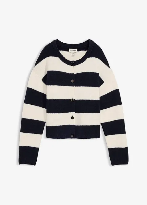 Finstickad cardigan med r&auml;nder, bonprix