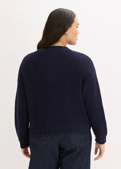Grovstickad cardigan med hamrade knappar, bonprix