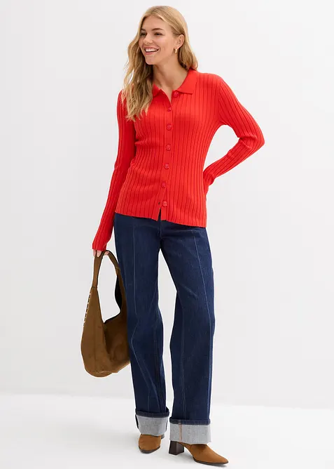 Ribbstickad cardigan, bonprix