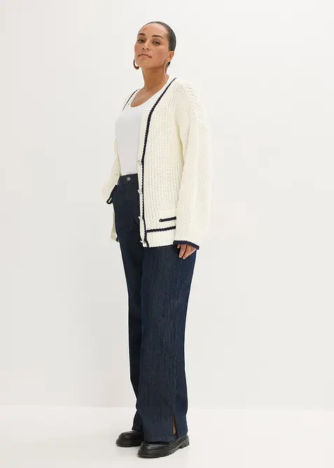 Grovstickad cardigan av bomullsmix, bonprix