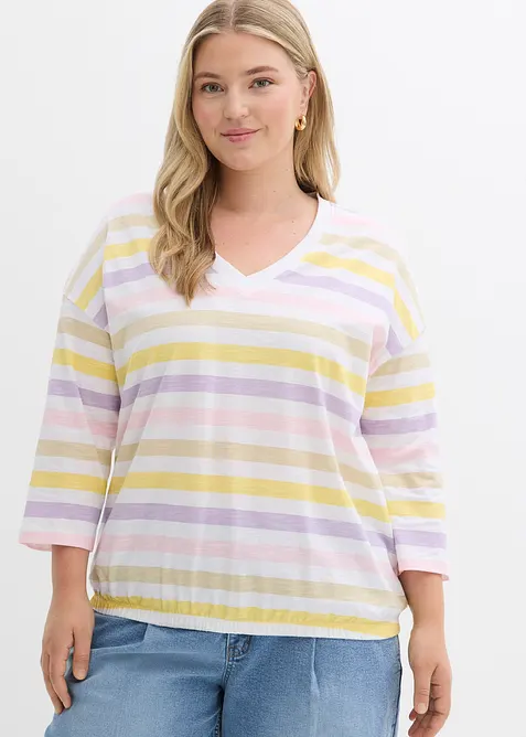 Topp i slub av ekologisk bomull  med 3/4-&auml;rm, bonprix