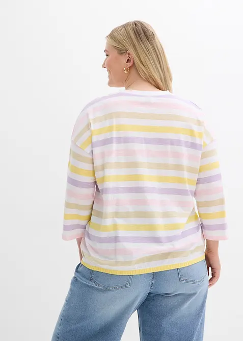 Topp i slub av ekologisk bomull  med 3/4-&auml;rm, bonprix