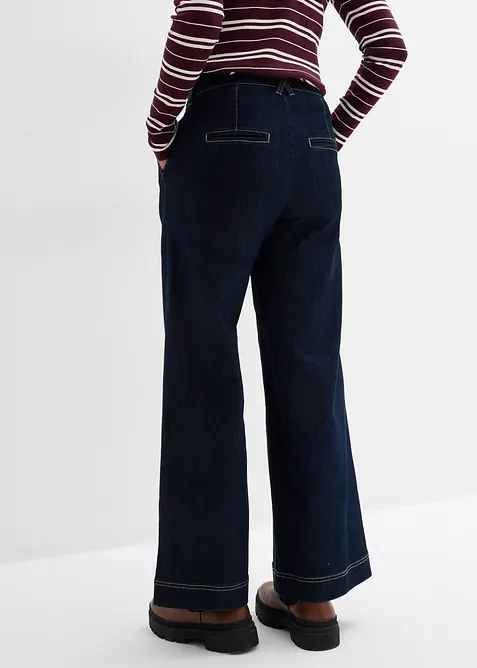 Wide Leg Jeans High Waist, med bekv&auml;m midja, bonprix
