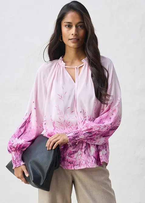 Blus med sidenandel, bonprix