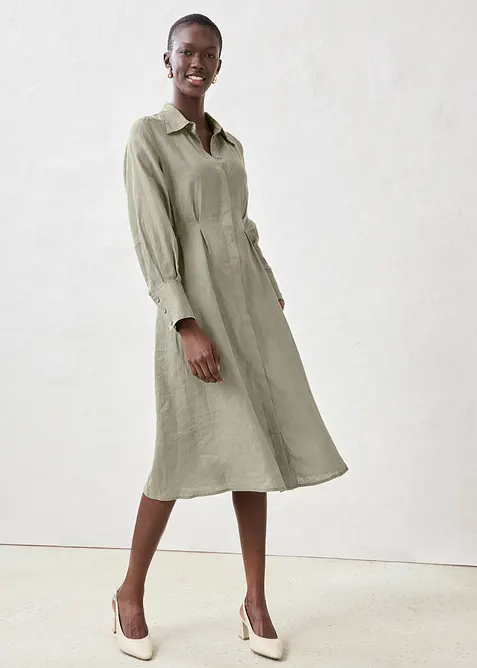 Skjortkl&auml;nning i rent linne, bonprix