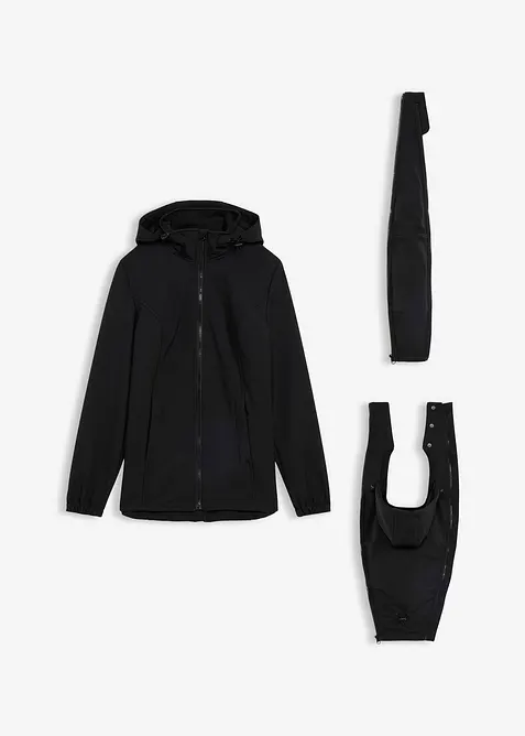 Mammajacka i softshell med babyficka fram och bak, bonprix
