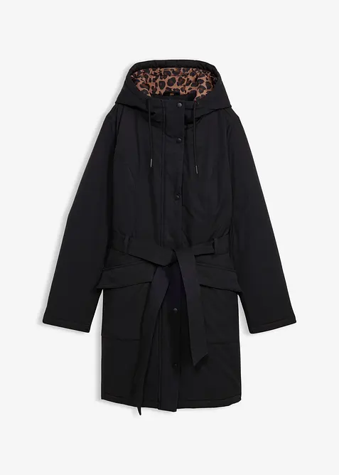 Kort kappa med sk&auml;rp och leopardm&ouml;nstrat foder, bonprix