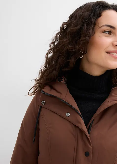 Kort kappa med sk&auml;rp och leopardm&ouml;nstrat foder, bonprix