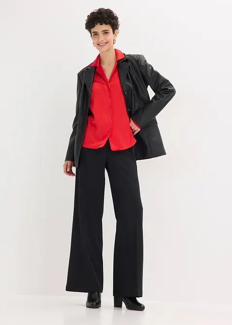 Satinblus med krage och slag, bonprix