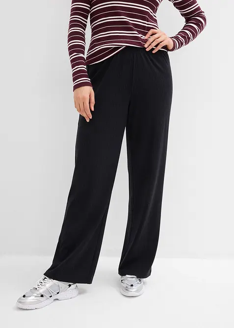 Ribbstickad jerseybyxa (2-pack), bonprix