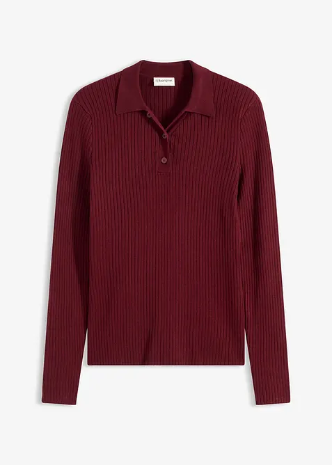 Ribbstickad pik&eacute;tr&ouml;ja i viskosmix, bonprix