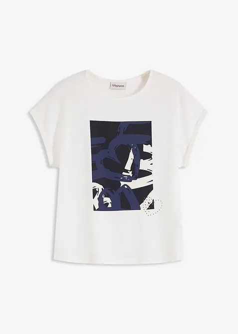 Topp med viskos och glitterstenar, bonprix