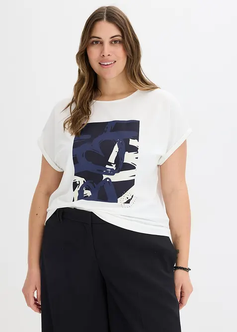 Topp med viskos och glitterstenar, bonprix