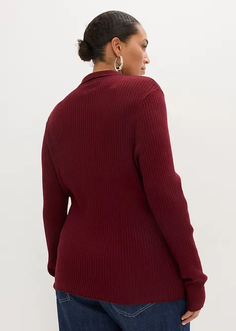 Ribbstickad pik&eacute;tr&ouml;ja i viskosmix, bonprix