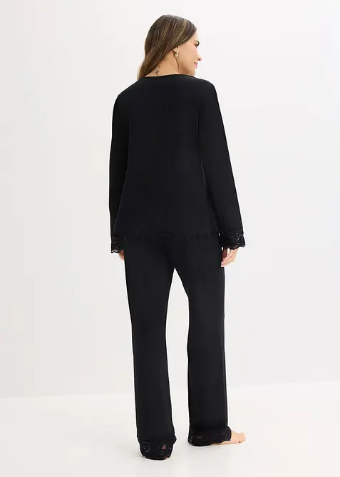 Pyjamas med spetsbes&auml;ttning, bonprix