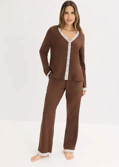 Pyjamas med knappsl&aring;, bonprix