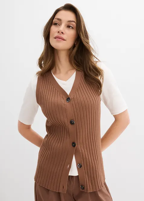 Ribbstickad v&auml;st, bonprix