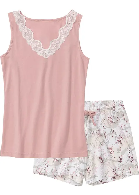Kort pyjamas med spets, bonprix