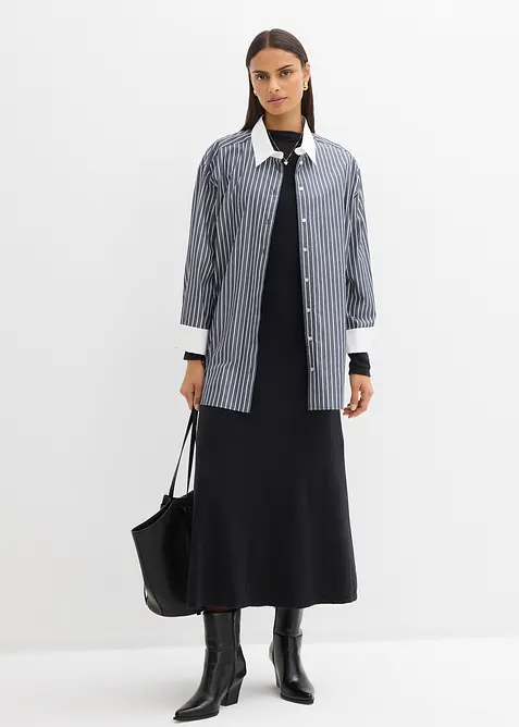 Finstickad maxikl&auml;nning i bomull med kashmir, bonprix