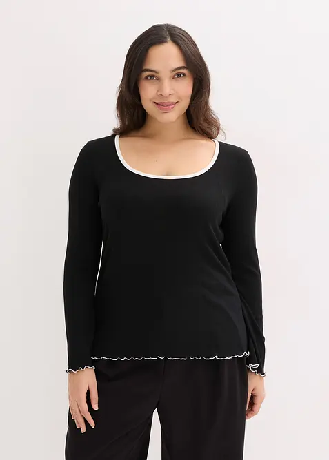 Ribbstickad topp, bonprix