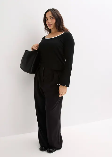 Ribbstickad topp, bonprix