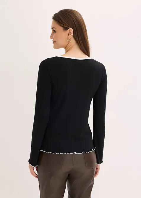 Ribbstickad topp, bonprix